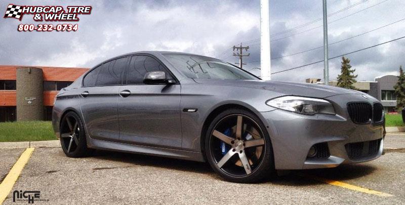 vehicle gallery/bmw 535i niche milan m134  Black & Machined with Dark Tint wheels and rims