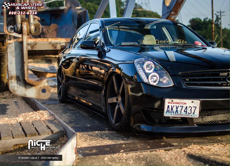 vehicle gallery/infiniti g35 niche milan m134  Black & Machined with Dark Tint wheels and rims