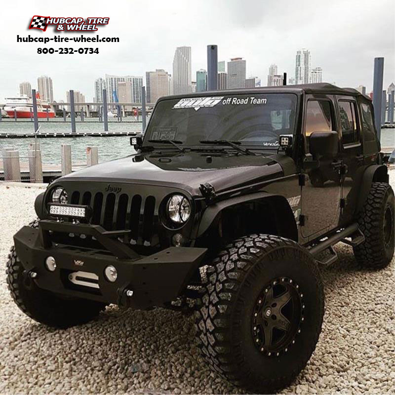 vehicle gallery/jeep wrangler atx series ax194 ravine  Matte Grey w/ Black Ring wheels and rims