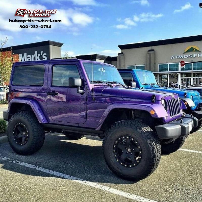 vehicle gallery/jeep wrangler atx series ax194 ravine  Black Texture Coated wheels and rims