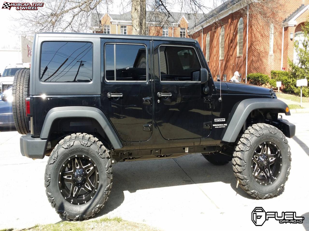 vehicle gallery/jeep wrangler fuel full blown d554 20X10  Gloss Black Milled wheels and rims