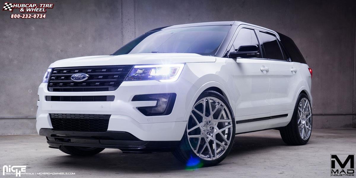 vehicle gallery/ford explorer niche alpine 24x10  Brushed Face | High Luster Polish wheels and rims