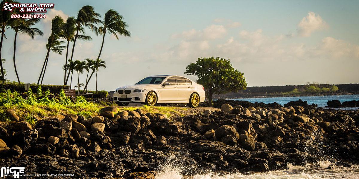 vehicle gallery/bmw 535i niche enyo m115 20x85  Brushed Transparent | Champagne Nickel Gloss wheels and rims