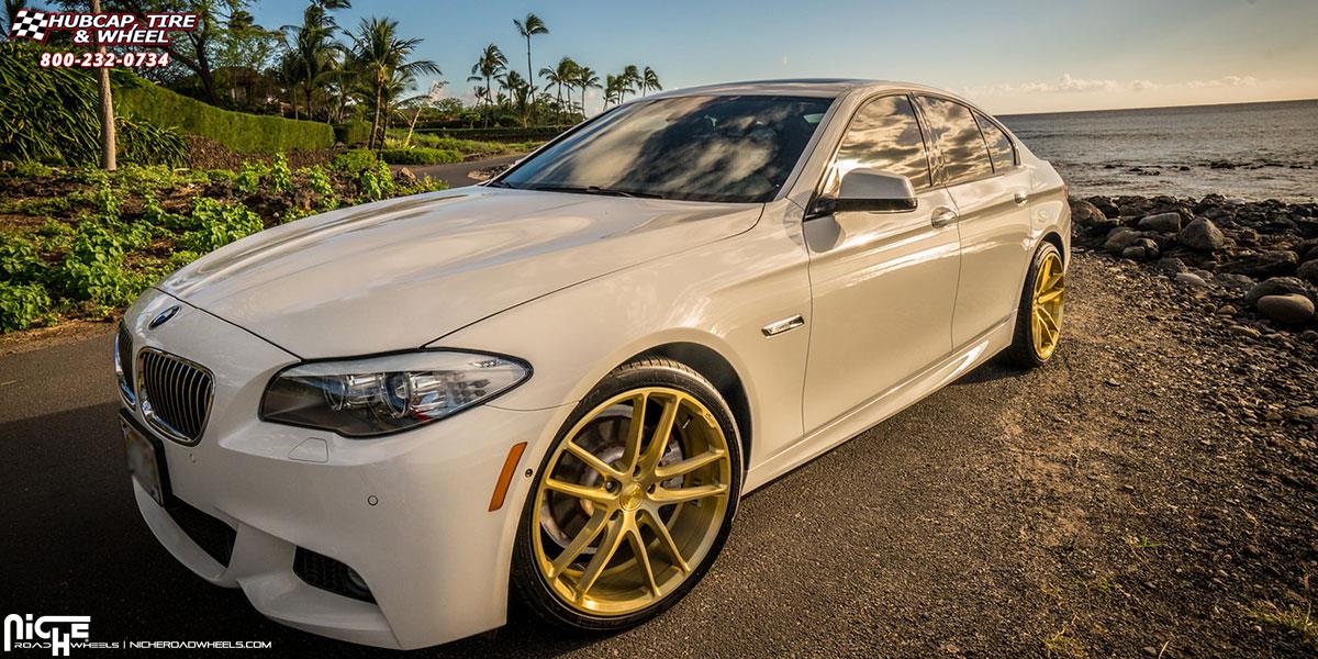 vehicle gallery/bmw 535i niche enyo m115 20x85  Brushed Transparent | Champagne Nickel Gloss wheels and rims