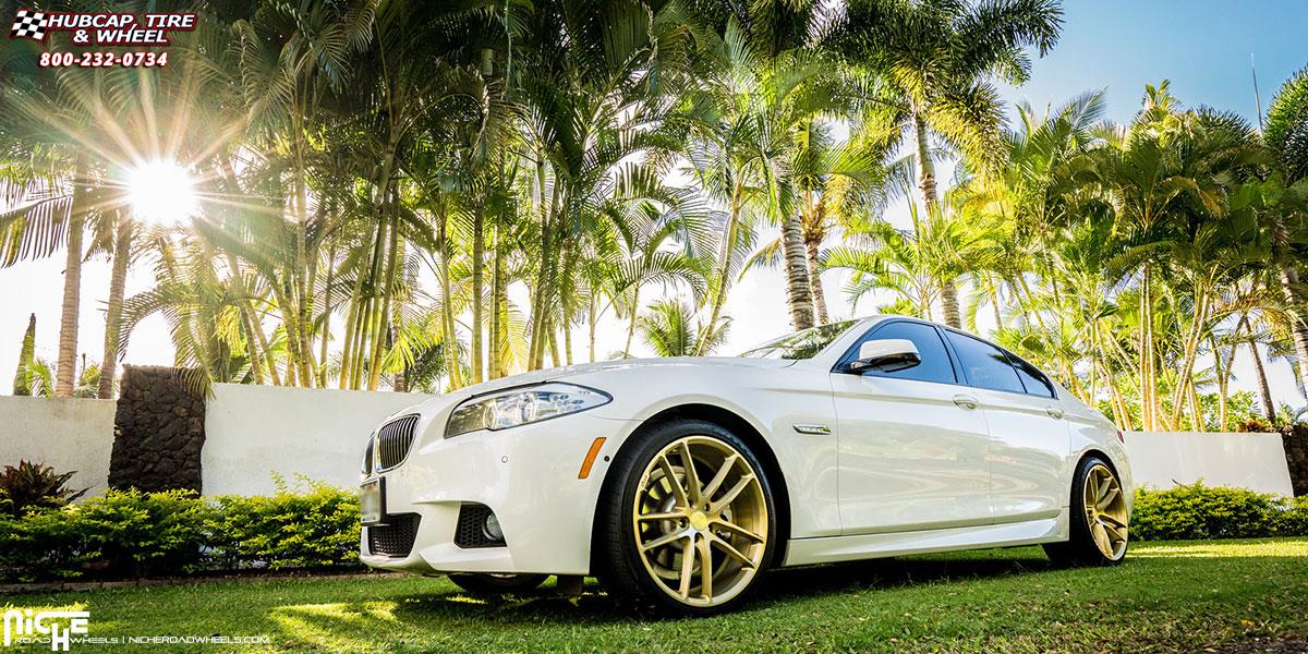 vehicle gallery/bmw 535i niche enyo m115 20x85  Brushed Transparent | Champagne Nickel Gloss wheels and rims