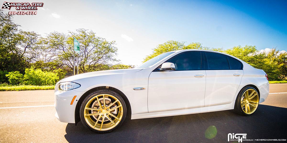 vehicle gallery/bmw 535i niche enyo m115 20x85  Brushed Transparent | Champagne Nickel Gloss wheels and rims