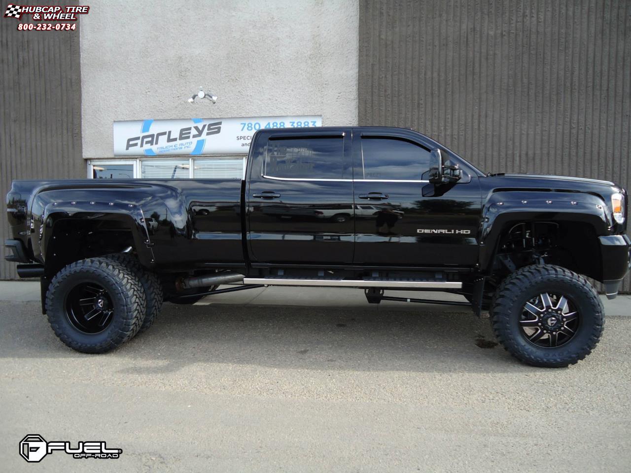 vehicle gallery/gmc sierra fuel maverick dually front d538 20X8  Black & Milled wheels and rims