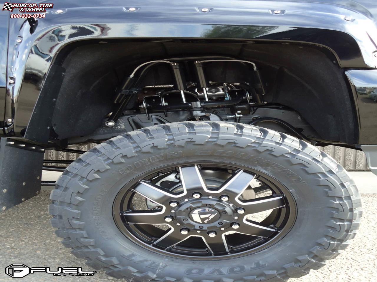 vehicle gallery/gmc sierra fuel maverick dually front d538 20X8  Black & Milled wheels and rims