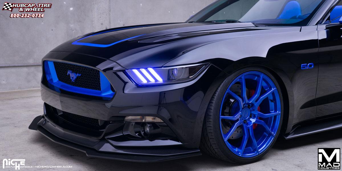 vehicle gallery/ford mustang niche ascari  High Polished Blue wheels and rims