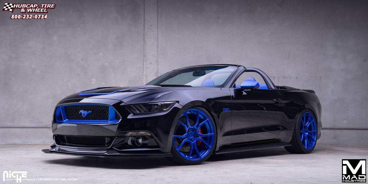 vehicle gallery/ford mustang niche ascari  High Polished Blue wheels and rims