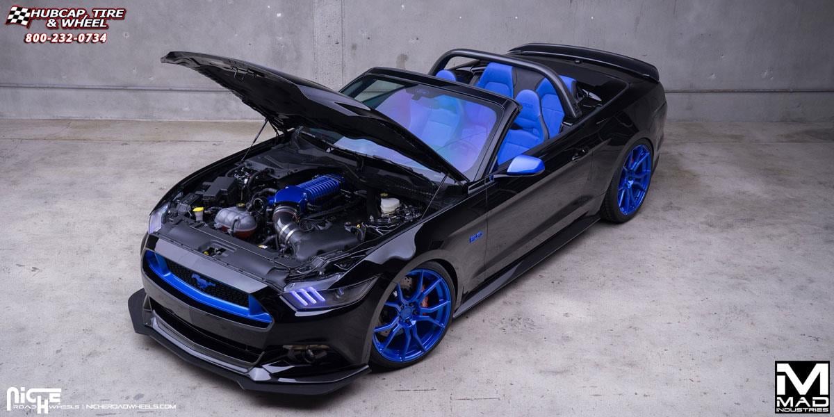 vehicle gallery/ford mustang niche ascari  High Polished Blue wheels and rims