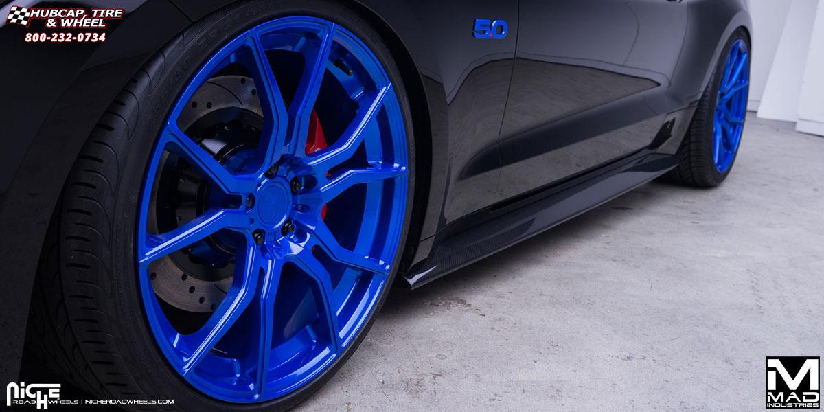 vehicle gallery/ford mustang niche ascari  High Polished Blue wheels and rims