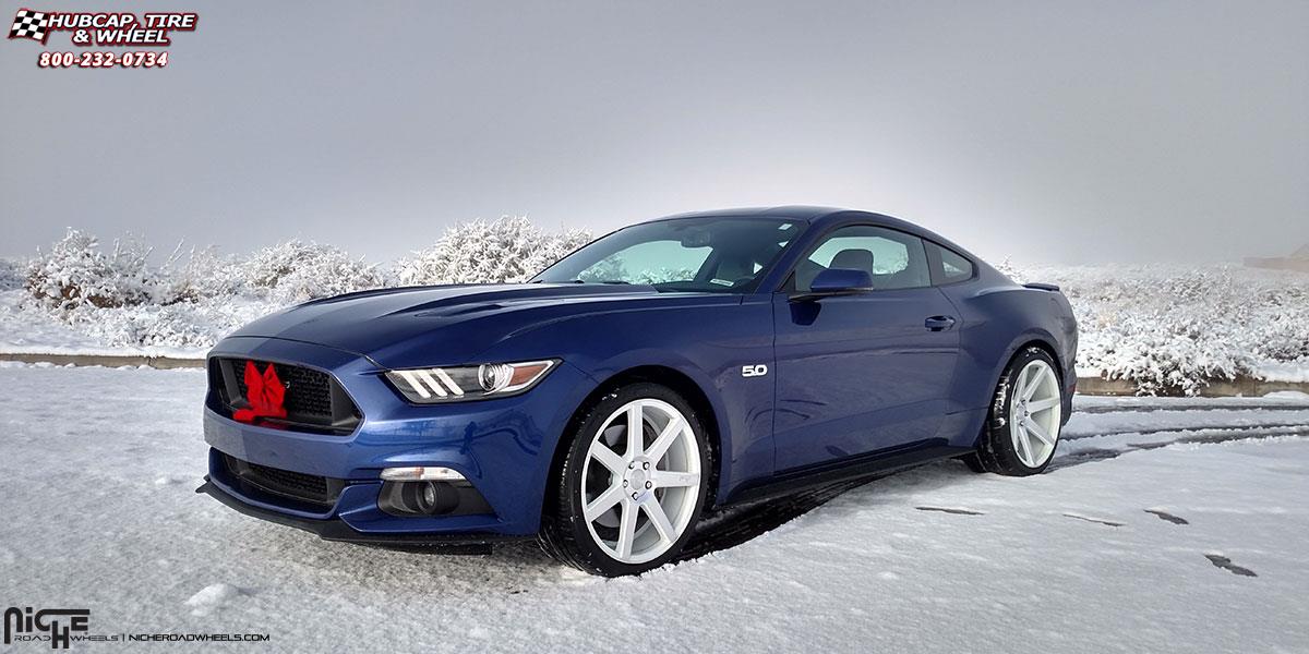 vehicle gallery/ford mustang niche verona m151 20x9  Gloss White & Machined wheels and rims