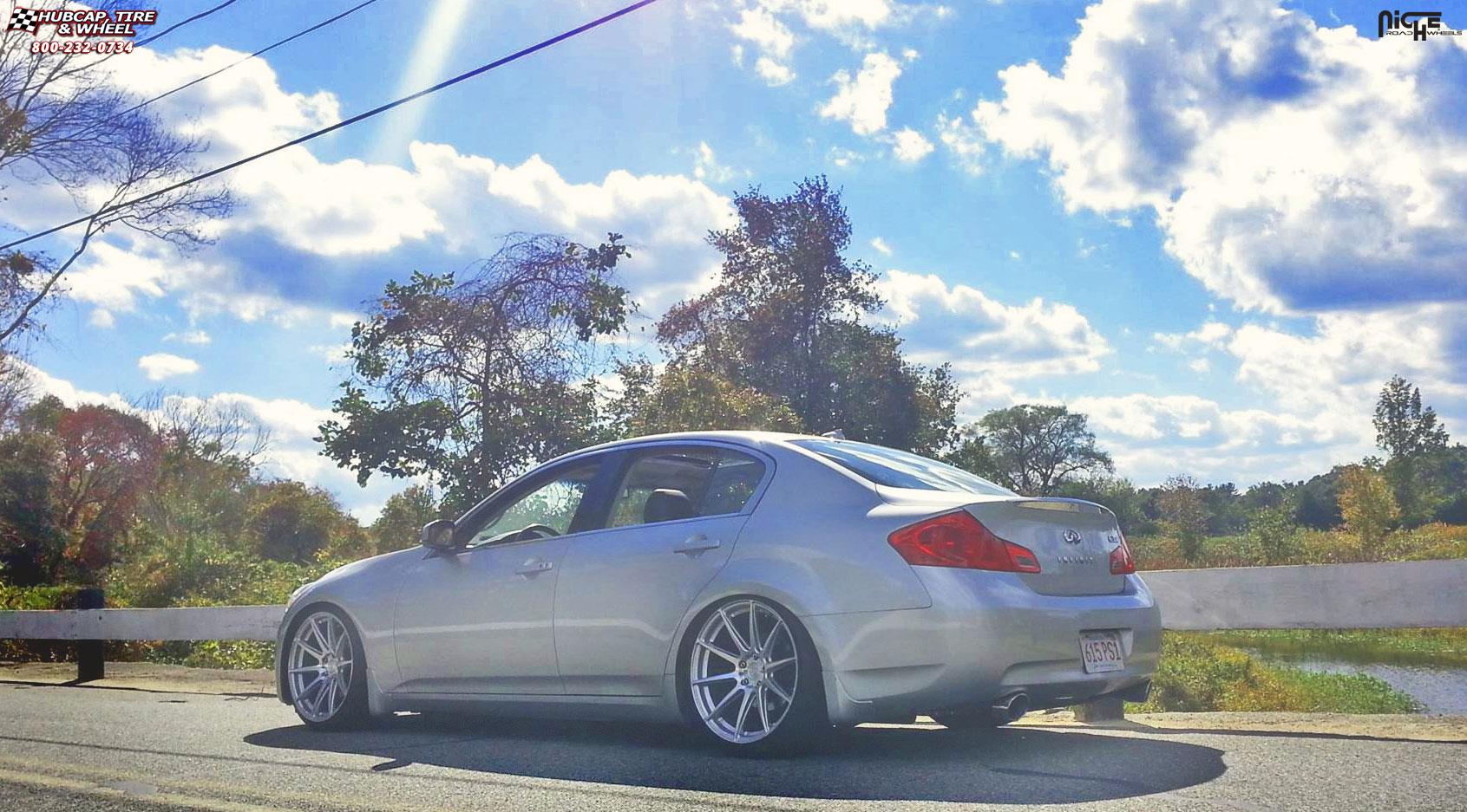 vehicle gallery/infiniti g35 niche essen m146 20x10 Silver & Machined wheels and rims