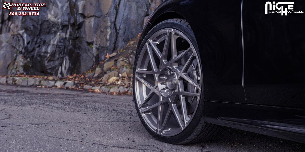 vehicle gallery/mercedes benz s550 niche alpine d 22x9  Brushed Face | Hi Luster Polished Windows | Gloss Double Dark Tint wheels and rims