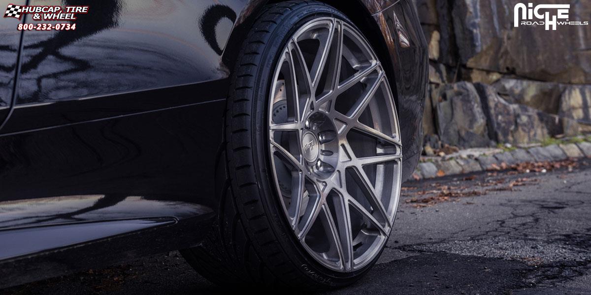 vehicle gallery/mercedes benz s550 niche alpine d 22x9  Brushed Face | Hi Luster Polished Windows | Gloss Double Dark Tint wheels and rims