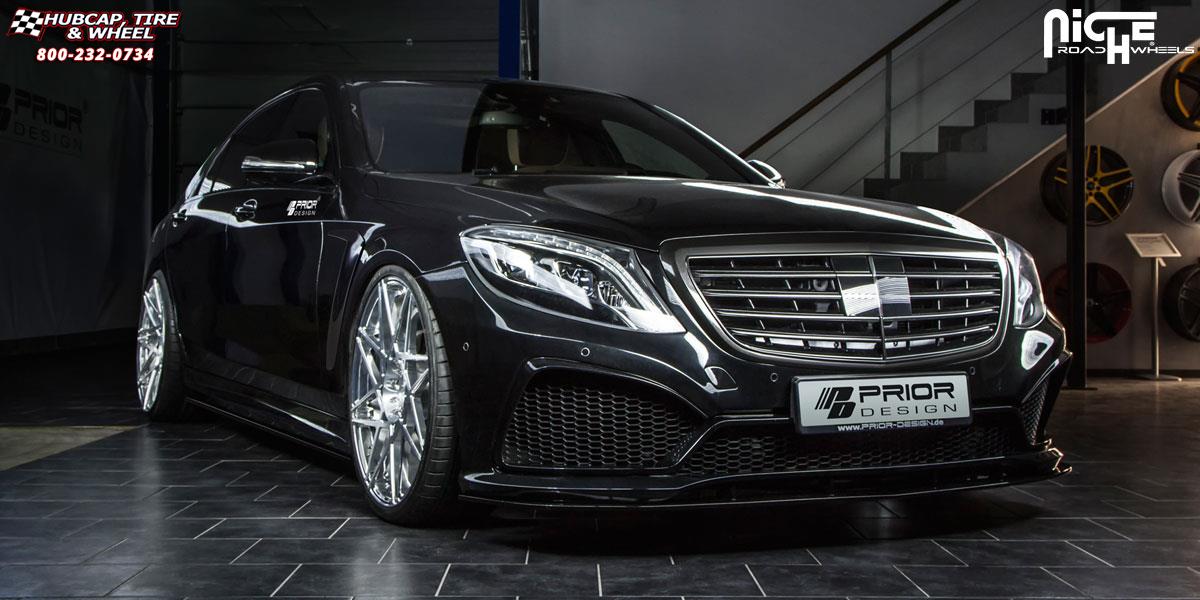 vehicle gallery/mercedes benz s63 niche alpine d 22x9  Brushed Face | Hi Luster Polished Windows | Brushed Barrel wheels and rims