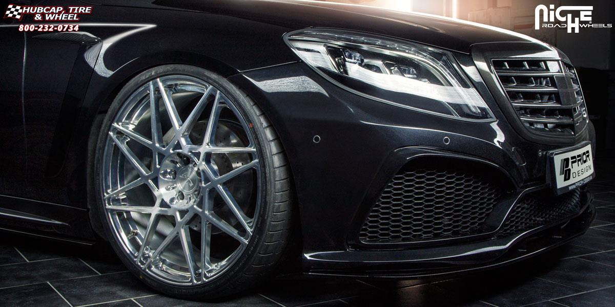 vehicle gallery/mercedes benz s63 niche alpine d 22x9  Brushed Face | Hi Luster Polished Windows | Brushed Barrel wheels and rims