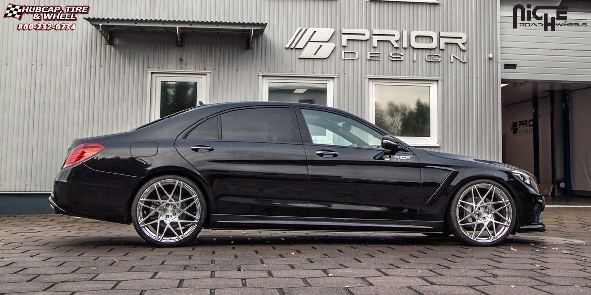 vehicle gallery/mercedes benz s63 niche alpine d 22x9  Brushed Face | Hi Luster Polished Windows | Brushed Barrel wheels and rims