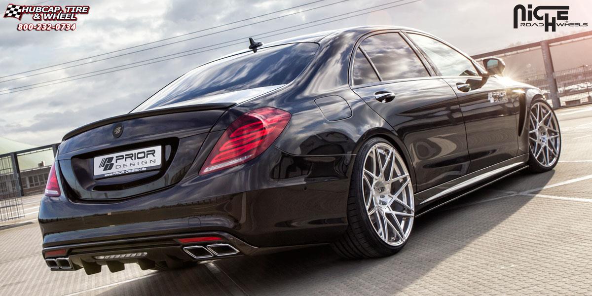 vehicle gallery/mercedes benz s63 niche alpine d 22x9  Brushed Face | Hi Luster Polished Windows | Brushed Barrel wheels and rims