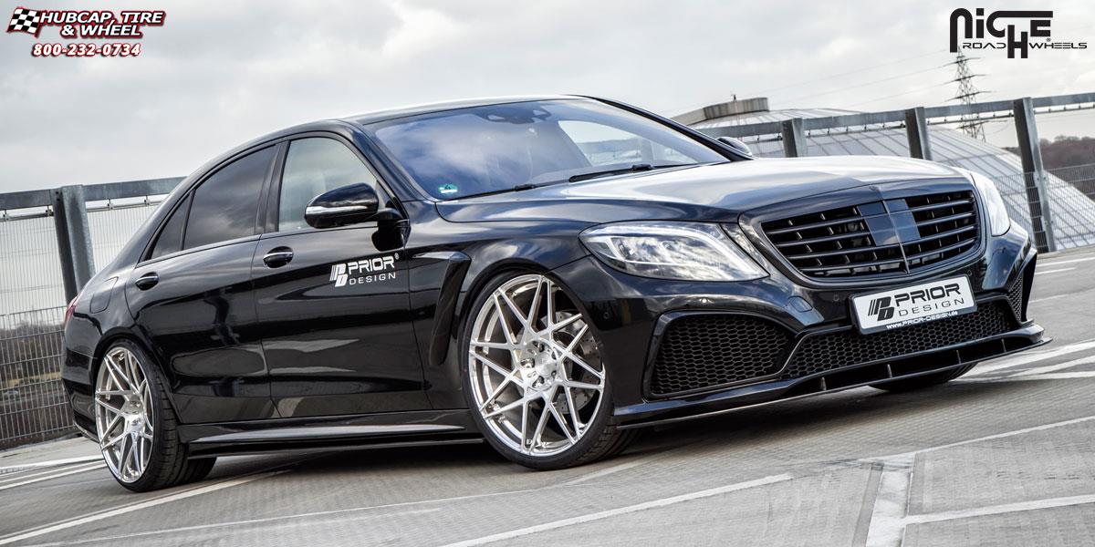 vehicle gallery/mercedes benz s63 niche alpine d 22x9  Brushed Face | Hi Luster Polished Windows | Brushed Barrel wheels and rims