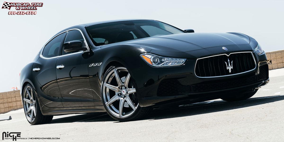 vehicle gallery/maserati ghibli sc4 niche alta 21x9  Hi Luster Polish | Gloss Double Dark Tint wheels and rims