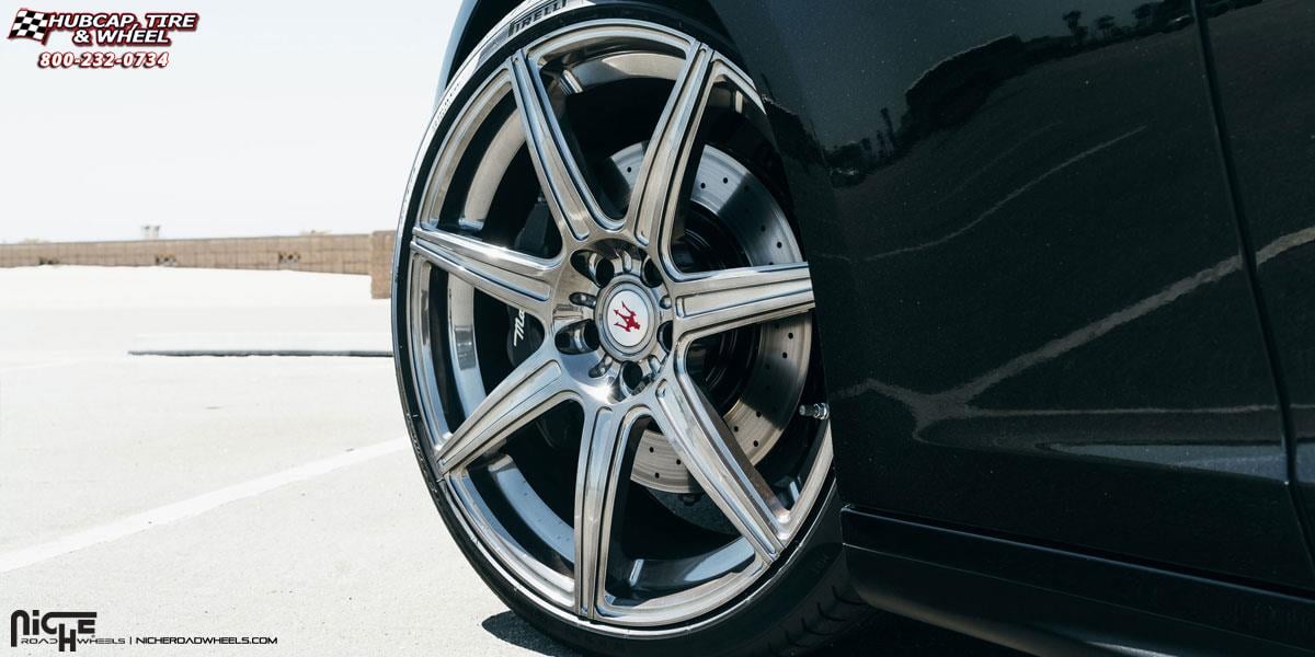 vehicle gallery/maserati ghibli sc4 niche alta 21x9  Hi Luster Polish | Gloss Double Dark Tint wheels and rims