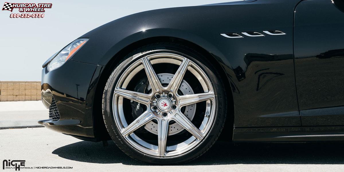 vehicle gallery/maserati ghibli sc4 niche alta 21x9  Hi Luster Polish | Gloss Double Dark Tint wheels and rims