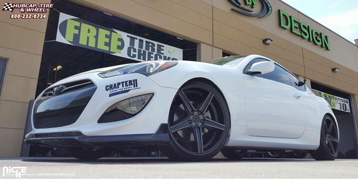 vehicle gallery/hyundai genesis niche apex m126 20x85  Black & Machined with Dark Tint wheels and rims