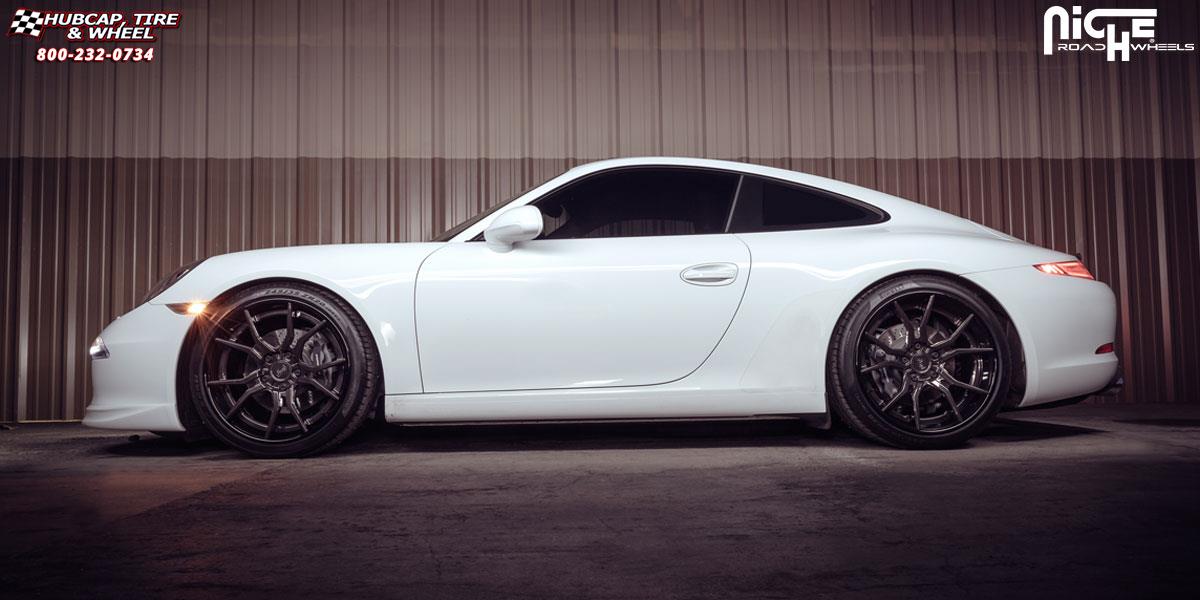 vehicle gallery/porsche 991 niche ascari 20x9  Gloss Black wheels and rims