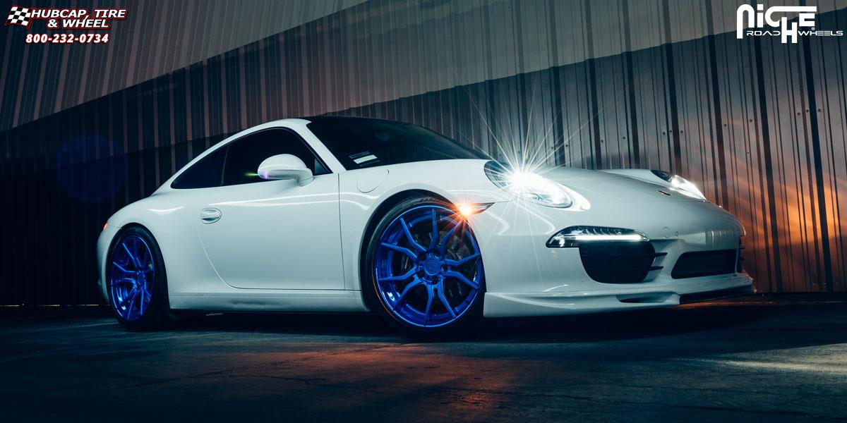 vehicle gallery/porsche 991 niche ascari 20x9  High Polished Blue wheels and rims