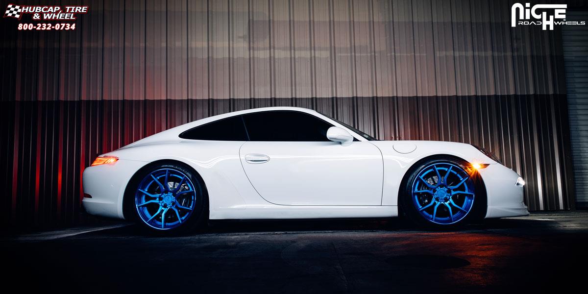vehicle gallery/porsche 991 niche ascari 20x9  High Polished Blue wheels and rims