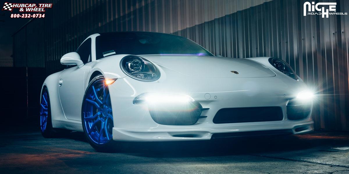 vehicle gallery/porsche 991 niche ascari 20x9  High Polished Blue wheels and rims