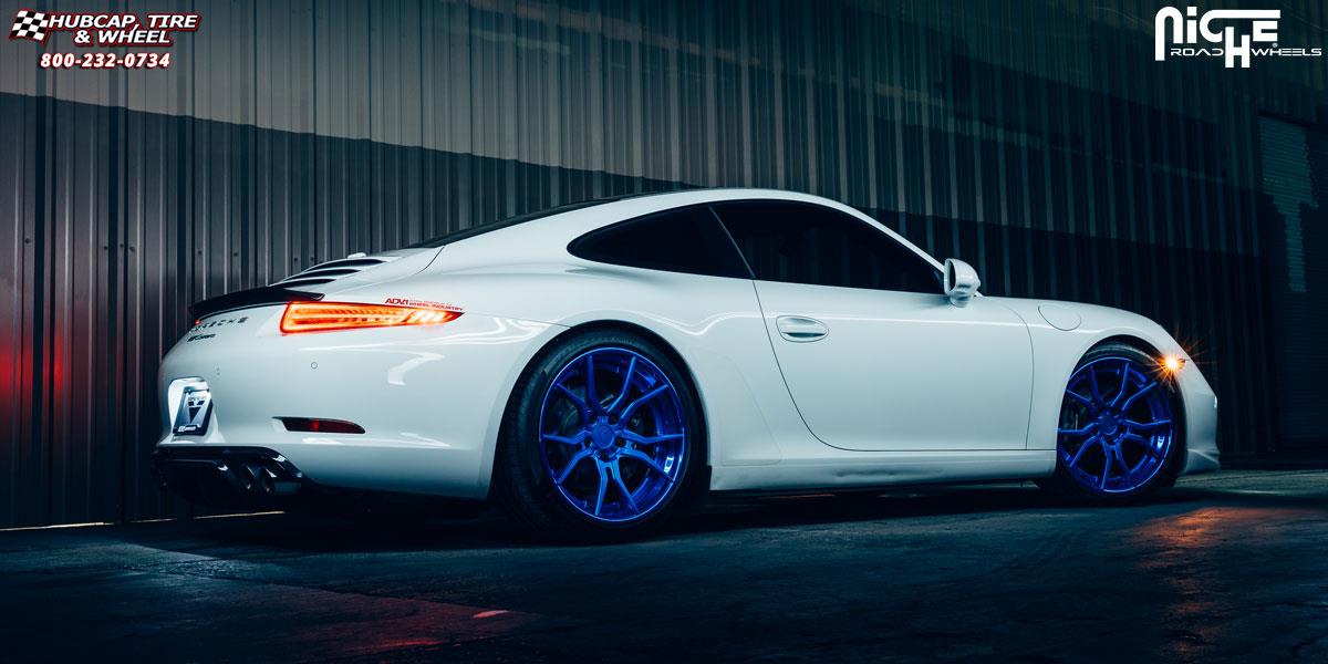 vehicle gallery/porsche 991 niche ascari 20x9  High Polished Blue wheels and rims