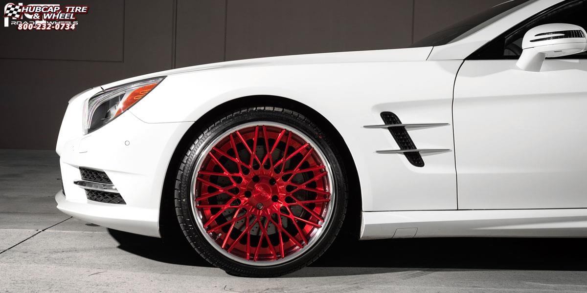 vehicle gallery/mercedes benz sl550 niche citrine 20x9  Brushed | Cady Red | Gloss Clear wheels and rims