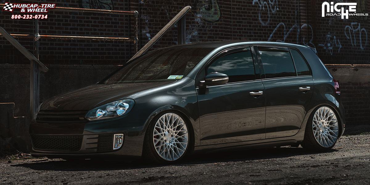 vehicle gallery/volkswagen gti mk6 niche citrine m161 18x8 Silver & Machined wheels and rims