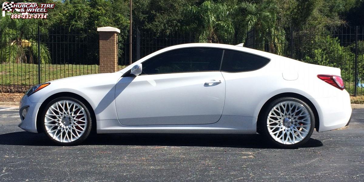 vehicle gallery/hyundai genesis niche citrine m156 20x85  Gloss White & Machined wheels and rims