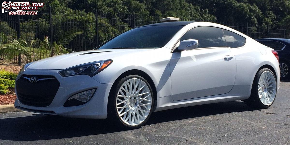 vehicle gallery/hyundai genesis niche citrine m156 20x85  Gloss White & Machined wheels and rims