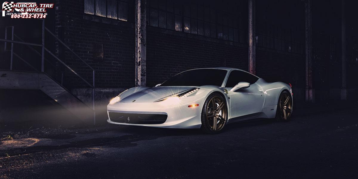 vehicle gallery/ferrari 458 niche dromo 21x9 matte bronze/ gloss bronze lip/ matte black inner wheels and rims