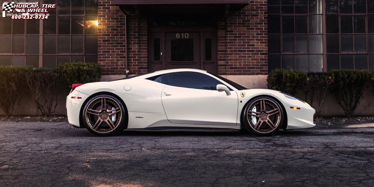 vehicle gallery/ferrari 458 niche dromo 21x9 matte bronze/ gloss bronze lip/ matte black inner wheels and rims
