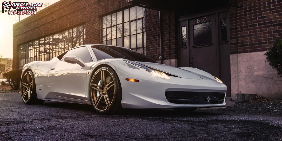 vehicle gallery/ferrari 458 niche dromo 21x9 matte bronze/ gloss bronze lip/ matte black inner wheels and rims