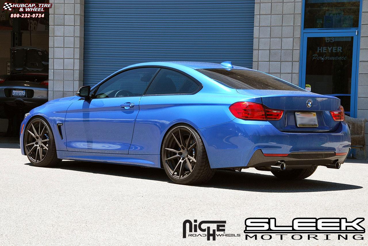 vehicle gallery/bmw 435i m sport niche grand prix m324  Black & Machined with Dark Tint wheels and rims