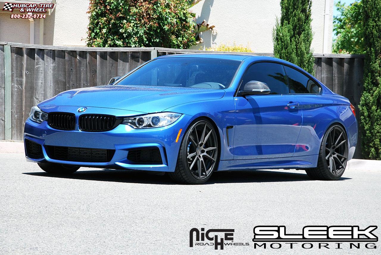 vehicle gallery/bmw 435i m sport niche grand prix m324  Black & Machined with Dark Tint wheels and rims