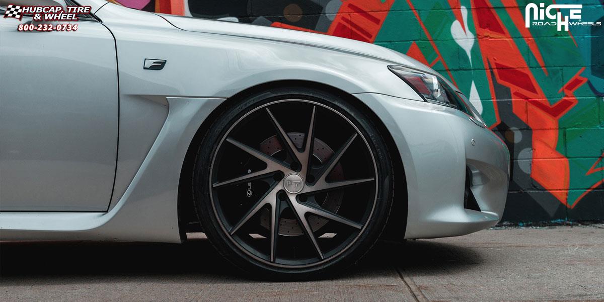 vehicle gallery/lexus is f niche invert m163 20x9  Black & Machined with Dark Tint wheels and rims