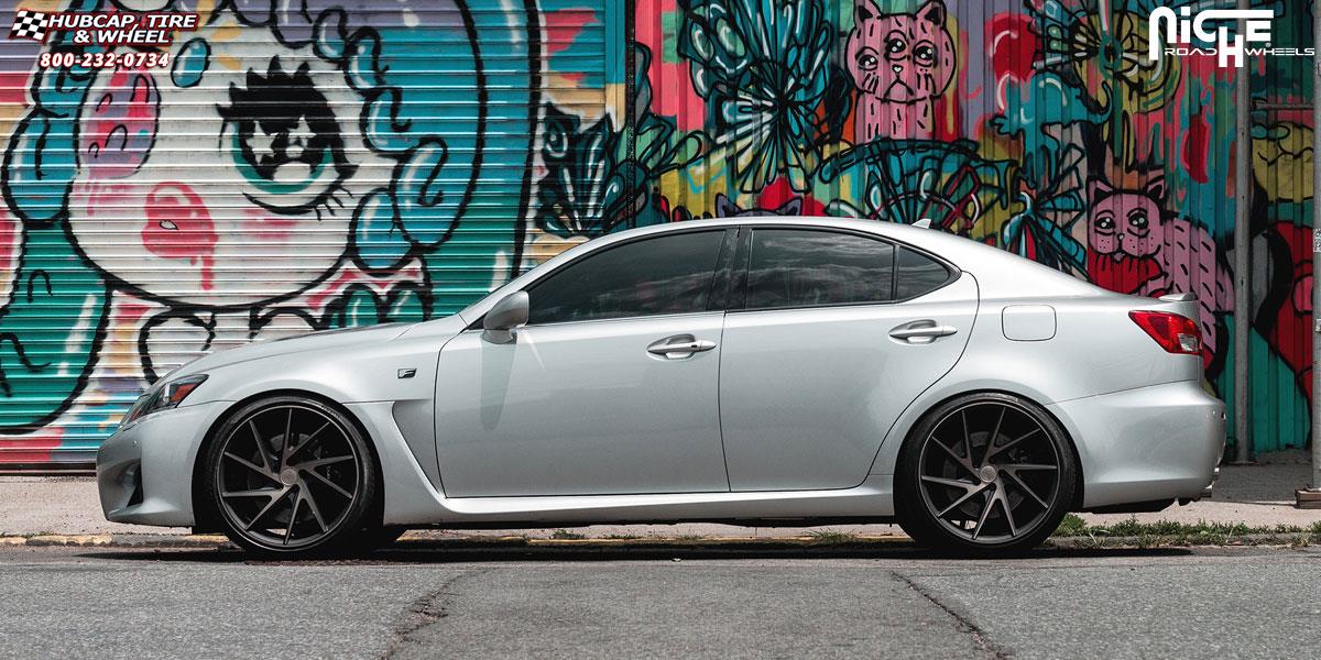 vehicle gallery/lexus is f niche invert m163 20x9  Black & Machined with Dark Tint wheels and rims