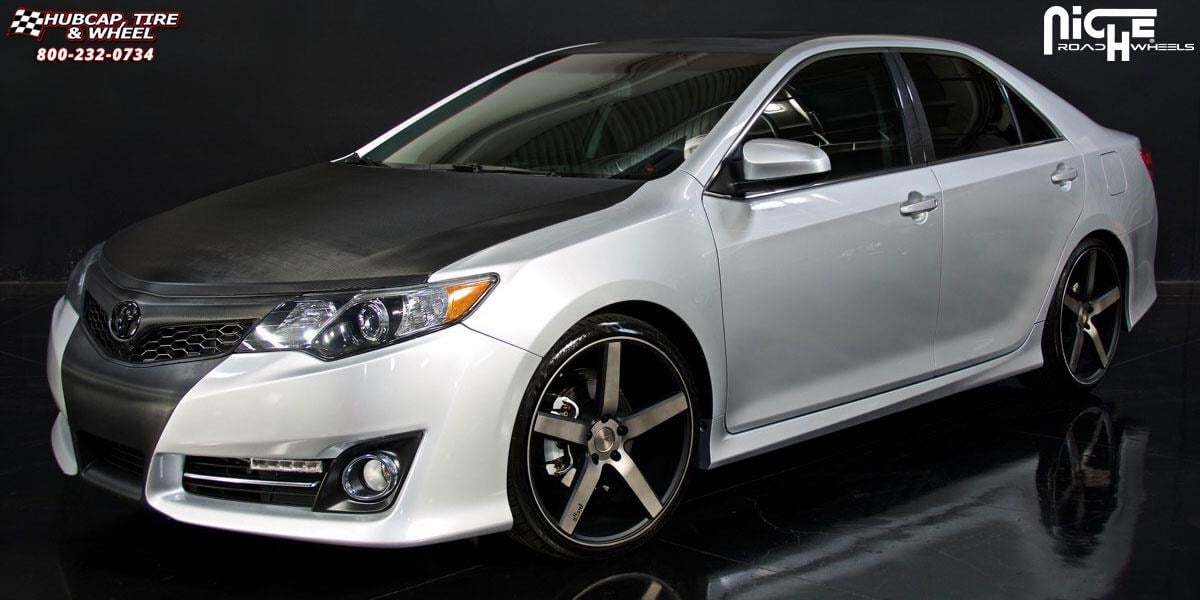 vehicle gallery/toyota camry niche milan m134 20x85  Black & Machined with Dark Tint wheels and rims