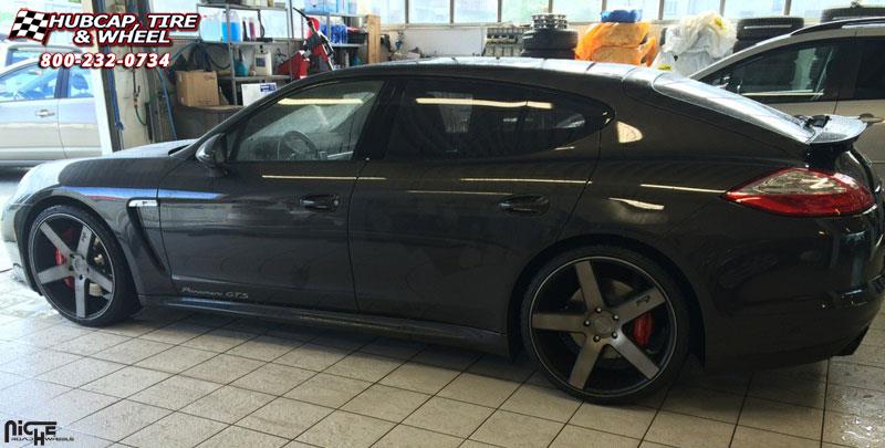 vehicle gallery/porsche panamara gts niche milan m134 22x10  Black & Machined with Dark Tint wheels and rims