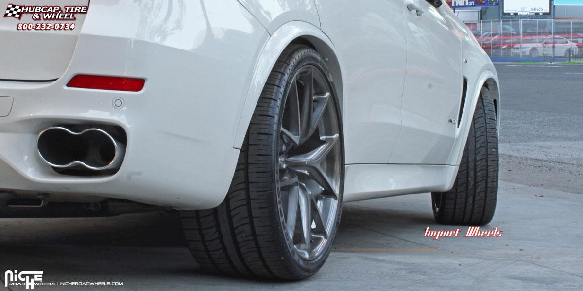 vehicle gallery/bmw x5 niche misano 22x10  Brushed Gloss Double Dark Tint wheels and rims