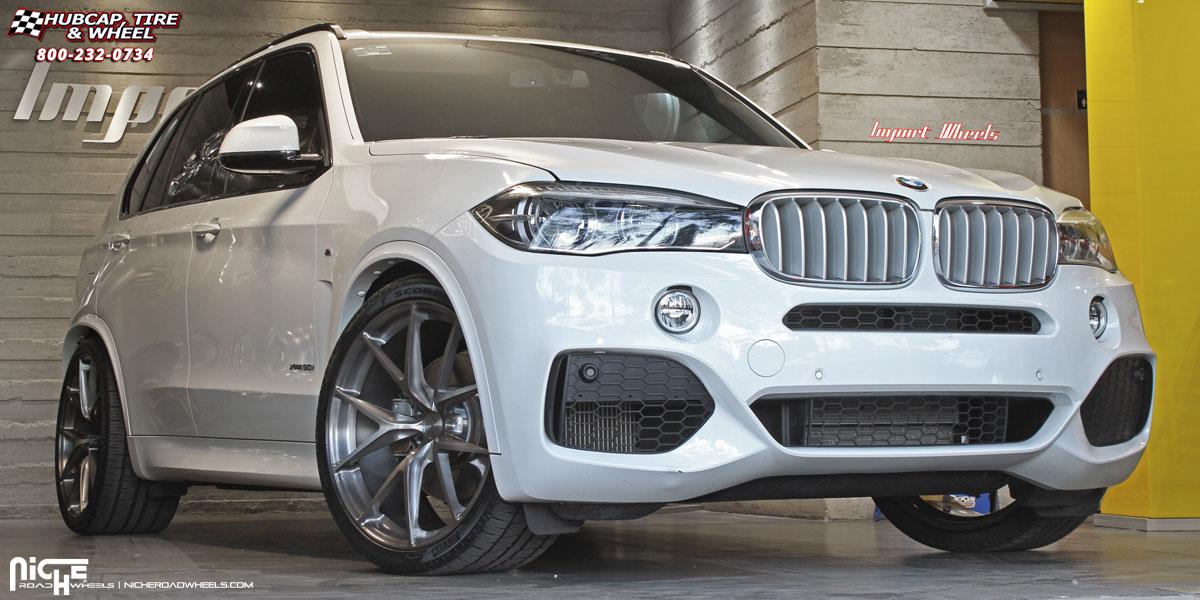 vehicle gallery/bmw x5 niche misano 22x10  Brushed Gloss Double Dark Tint wheels and rims