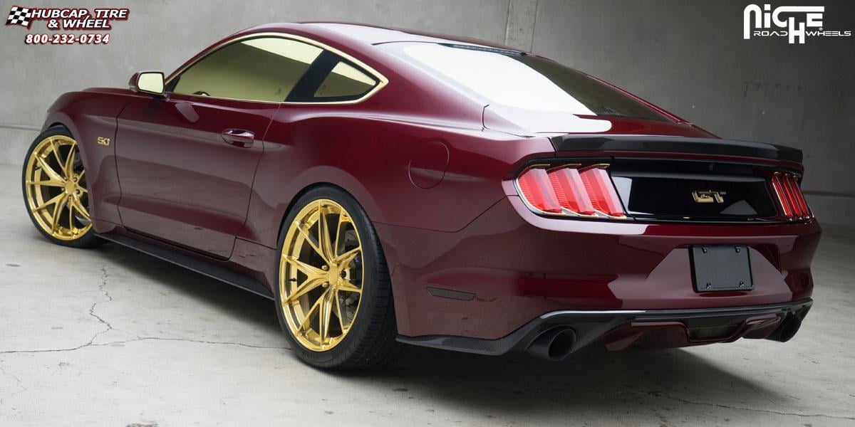vehicle gallery/ford mustang niche misano 21x9  Hi Luster Polish | Gold Tint wheels and rims